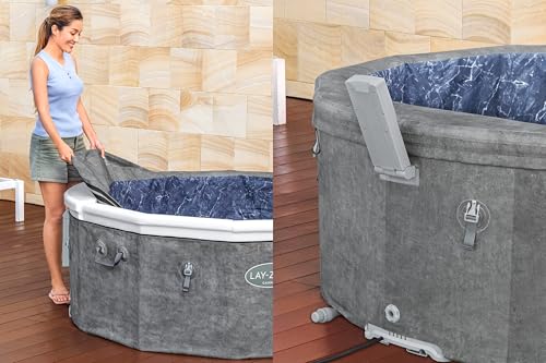 **Bestway Lay-Z-SPA Carrara AirJet Whirlpool 6 Personen Ø170×65 cm | Energiesparend, App-Steuerung, UltraFit-Pumpe, Dunkle Alabaster-Optik**