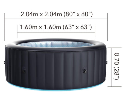 **MSpa Aurora Whirlpool 6 Personen 204×204×70 cm | 138 Düsen, LED, UVC+ Desinfektion, aufblasbar, Rhino Tech**