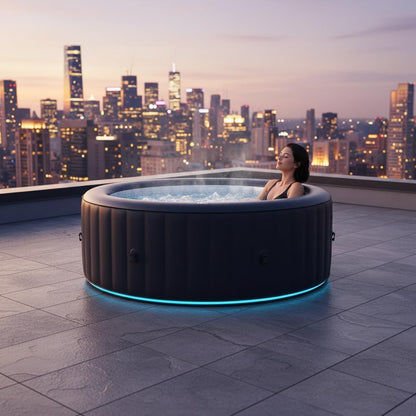 **MSpa Aurora Whirlpool 6 Personen 204×204×70 cm | 138 Düsen, LED, UVC+ Desinfektion, aufblasbar, Rhino Tech**