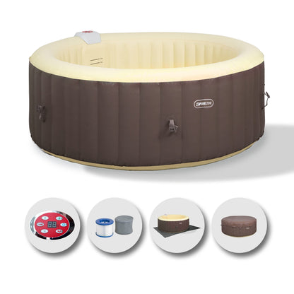 **EASE.ZONE Aufblasbarer Spa 800L | Beheizt, 180×180×65 cm, Schwarz**