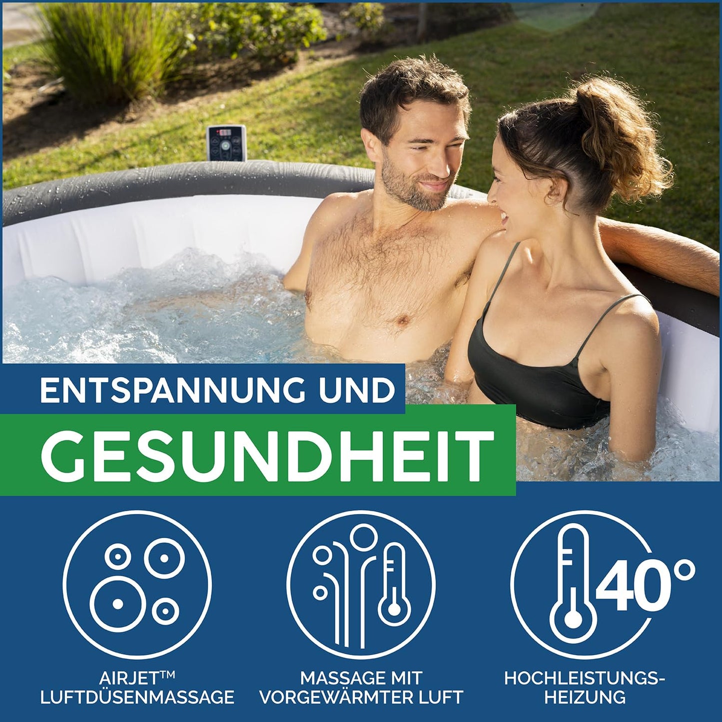 Bestway LAY-Z-SPA XXL WLAN-Whirlpool Mauritius AirJet 270 x 180 x 71 cm, oval