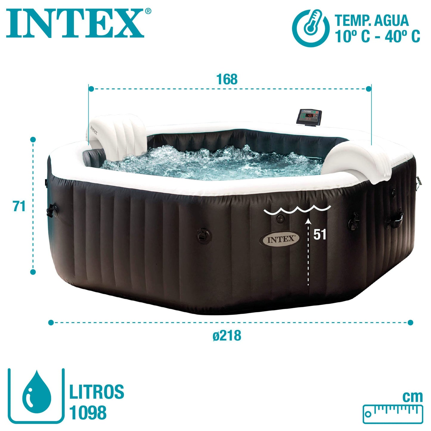 Intex 86IN X86IN X28IN PURESPA Jet and Bubble Deluxe Set