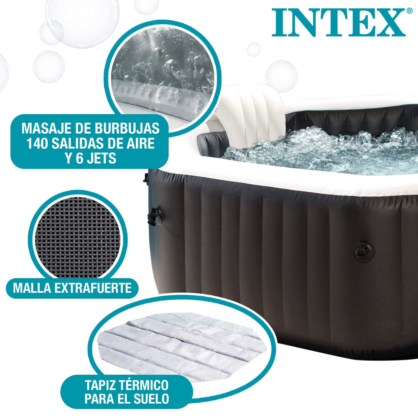 Intex 86IN X86IN X28IN PURESPA Jet and Bubble Deluxe Set