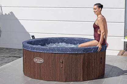 Bestway Lay-Z-SPA Whirlpool Toronto AirJet, Ø190x70cm, 7 Personen, Energiesparend, Heizung, Frostwächter, 180 AirJet-Düsen, App-Steuerung, UltraFit-Pumpeneinheit, Abdeckung, Holz-Optik, Palisander