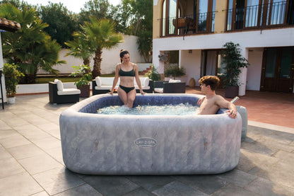 **Bestway Lay-Z-SPA San Francisco HydroJet Pro Whirlpool 7 Personen 230×230×71 cm | App-Steuerung, Marmor-Optik Samtgrau**