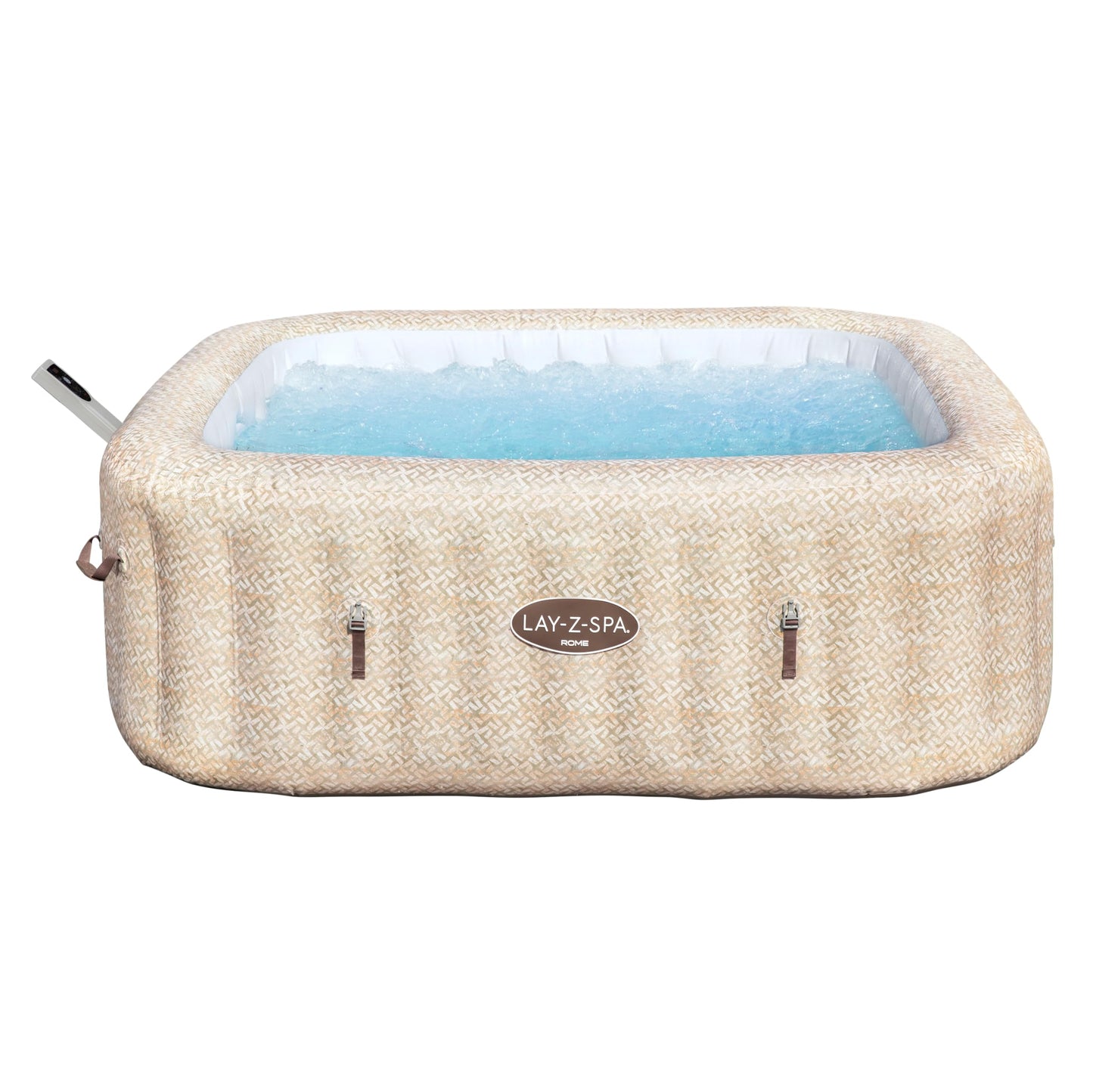 **Bestway Lay-Z-SPA Rome AirJet Whirlpool 7 Personen 201×201×71 cm | 180 Düsen, App-Steuerung, Thermo-Abdeckung, Sandmarmor-Optik**