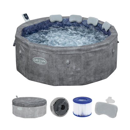 **Bestway Lay-Z-SPA Carrara AirJet Whirlpool 6 Personen Ø170×65 cm | Energiesparend, App-Steuerung, UltraFit-Pumpe, Dunkle Alabaster-Optik**