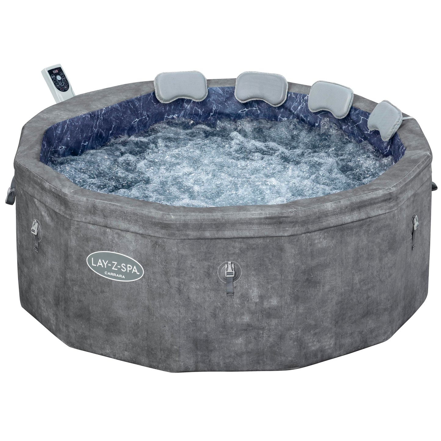 **Bestway Lay-Z-SPA Carrara AirJet Whirlpool 6 Personen Ø170×65 cm | Energiesparend, App-Steuerung, UltraFit-Pumpe, Dunkle Alabaster-Optik**