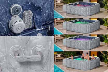**Bestway Lay-Z-SPA San Francisco HydroJet Pro Whirlpool 7 Personen 230×230×71 cm | App-Steuerung, Marmor-Optik Samtgrau**